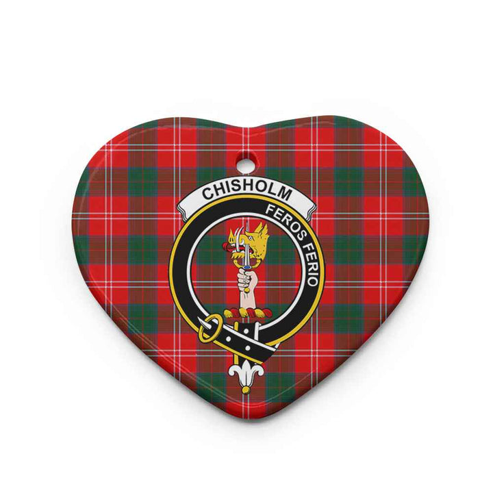 Scottish Chisholm Clan Crest Tartan Ceramic Ornament Heart Shape Tartan Plaid