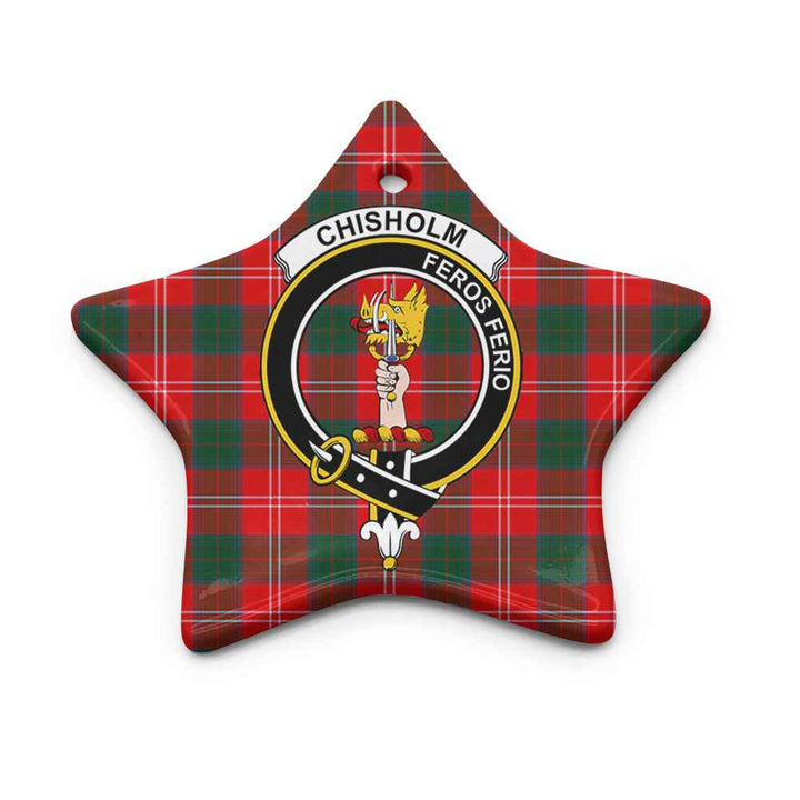 Scottish Chisholm Clan Crest Tartan Ceramic Ornament Star Shape Tartan Plaid