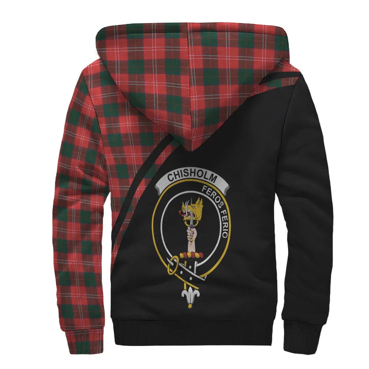Scottish Chisholm Clan Crest Tartan Curve Sherpa Hoodie