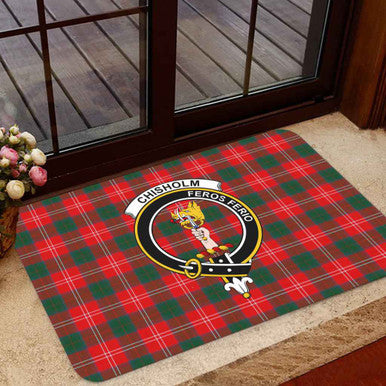 Scottish Chisholm Clan Crest Tartan Door Mat Tartan Plaid 1