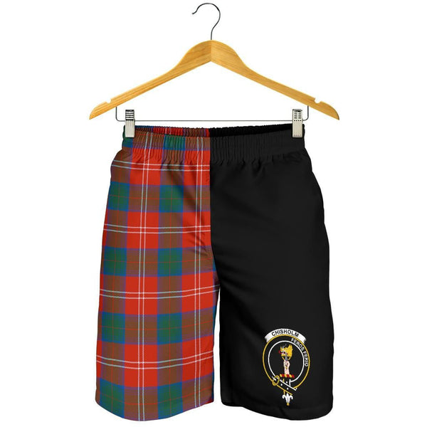 Scottish Chisholm Clan Crest Tartan Half of Me Men's Shorts