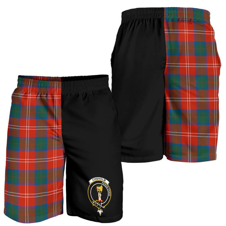 Scottish Chisholm Clan Crest Tartan Half of Me Men's Shorts