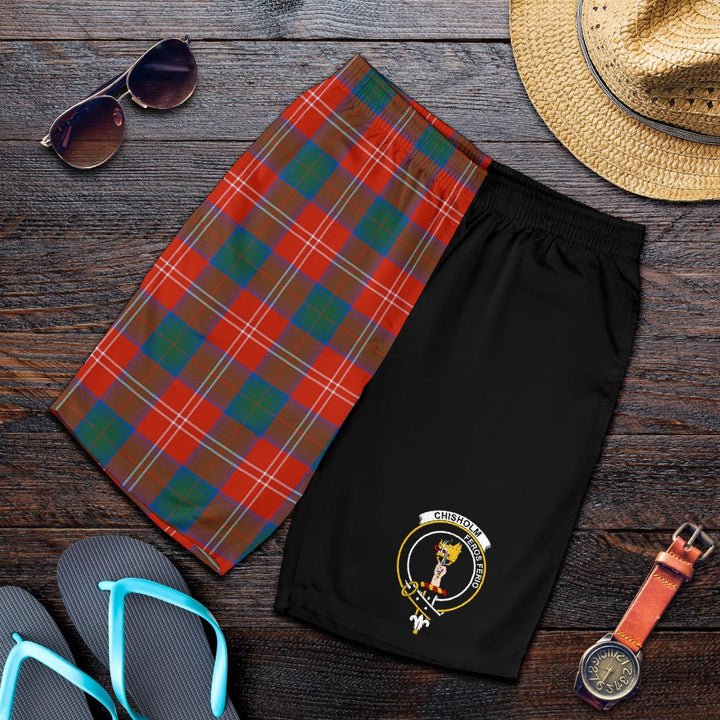 Scottish Chisholm Clan Crest Tartan Half of Me Men's Shorts