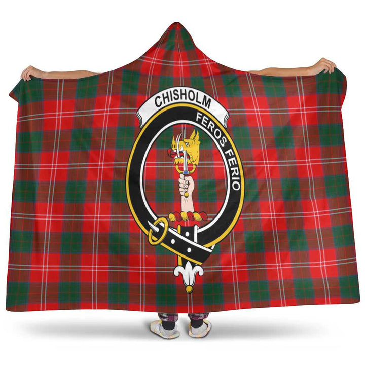 Scottish Chisholm Clan Crest Tartan Hooded Blanket Tartan Plaid 1