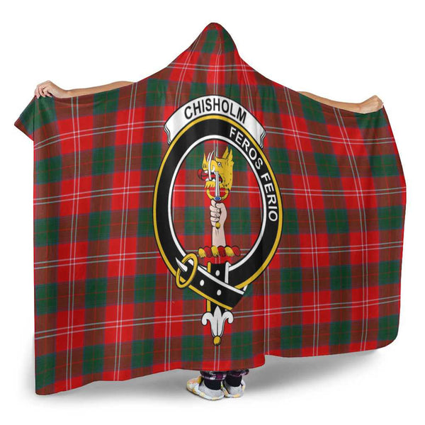 Scottish Chisholm Clan Crest Tartan Hooded Blanket Tartan Plaid 2