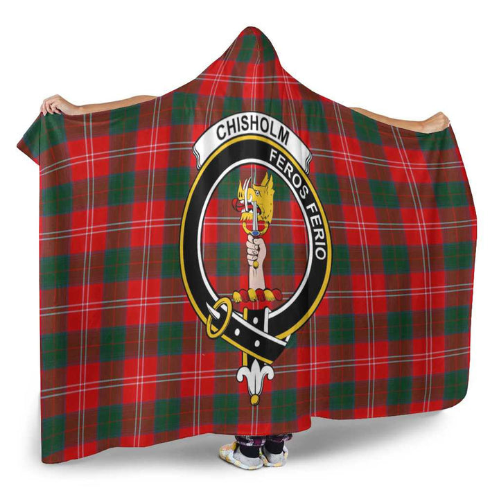 Scottish Chisholm Clan Crest Tartan Hooded Blanket Tartan Plaid 2