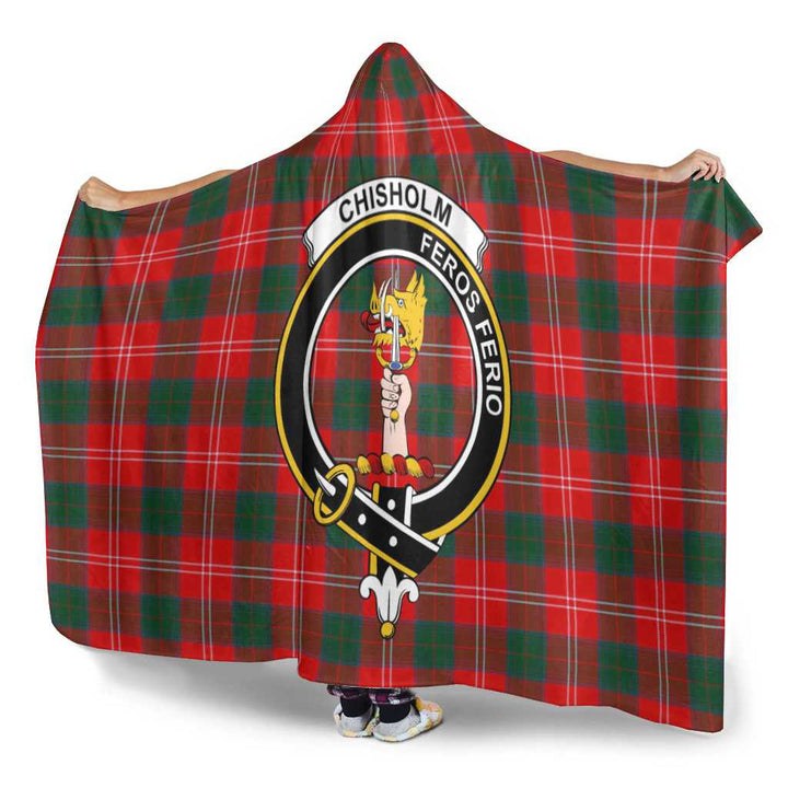 Scottish Chisholm Clan Crest Tartan Hooded Blanket Tartan Plaid 3