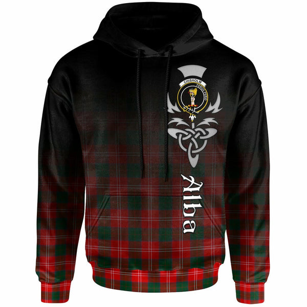 Scottish Chisholm Clan Crest Tartan Hoodie - Alba Gu Brath Family Crest Celtic Inspired Front Side Tartan Plaid