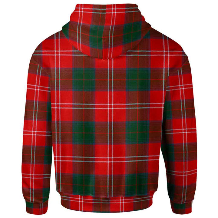 Scottish Chisholm Clan Crest Tartan Hoodie Back Side Tartan Plaid