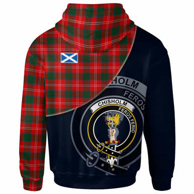 Scottish Chisholm Clan Crest Tartan Hoodie - Bend Style Back Side Tartan Plaid