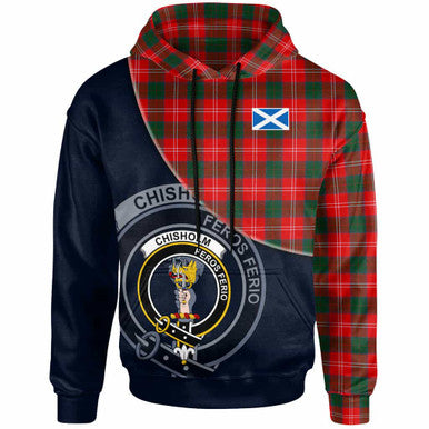 Scottish Chisholm Clan Crest Tartan Hoodie - Bend Style Front Side Tartan Plaid
