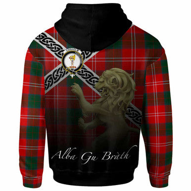 Scottish Chisholm Clan Crest Tartan Hoodie - Scotland Lion Back Side Tartan Plaid