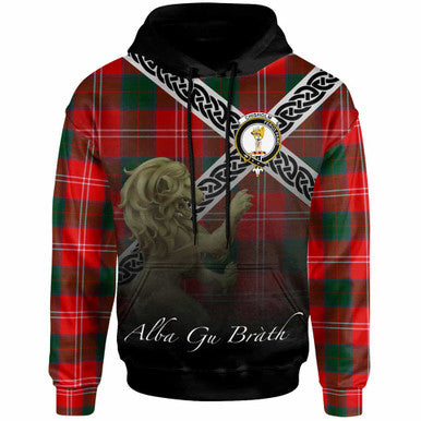 Scottish Chisholm Clan Crest Tartan Hoodie - Scotland Lion Front Side Tartan Plaid