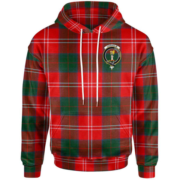 Scottish Chisholm Clan Crest Tartan Hoodie Front Side Tartan Plaid