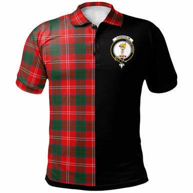 Scottish Chisholm Clan Crest Tartan Polo Shirt - Half in Me Front Side Tartan Plaid