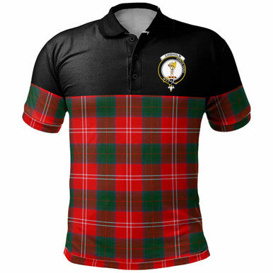 Scottish Chisholm Clan Crest Tartan Polo Shirt - Horizontal Style Front Side Tartan Plaid