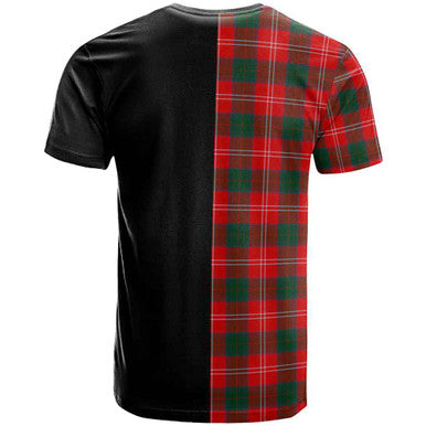 Scottish Chisholm Clan Crest Tartan T-Shirt Half in Me Back Side Tartan Plaid