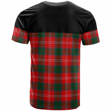 Scottish Chisholm Clan Crest Tartan T-Shirt - Horizontal Style Back Side Tartan Plaid