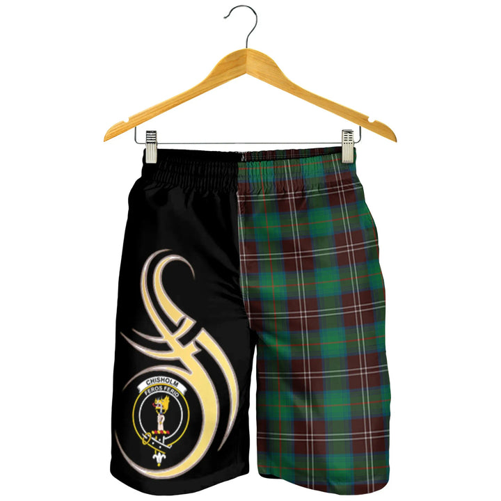 Scottish Chisholm Hunting Ancient Clan Crest Tartan Believe in Me Men's Shorts