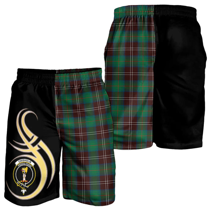 Scottish Chisholm Hunting Ancient Clan Crest Tartan Believe in Me Men's Shorts
