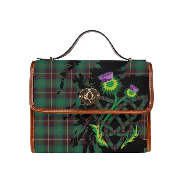 Scottish Chisholm Hunting Ancient Clan Tartan Waterproof Canvas Bag With Thistle Tartan Plaid 1