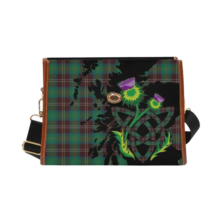 Scottish Chisholm Hunting Ancient Clan Tartan Waterproof Canvas Bag With Thistle Tartan Plaid 2
