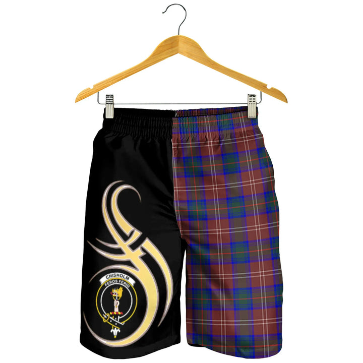 Scottish Chisholm Hunting Modern Clan Crest Tartan Believe in Me Men's Shorts