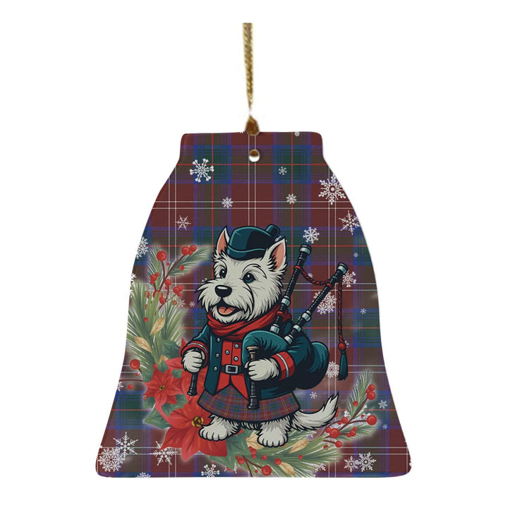 Scottish Chisholm Hunting Modern Clan Tartan Ceramic Ornament Cute Scottish Terrier Dog Bell Style Tartan Plaid