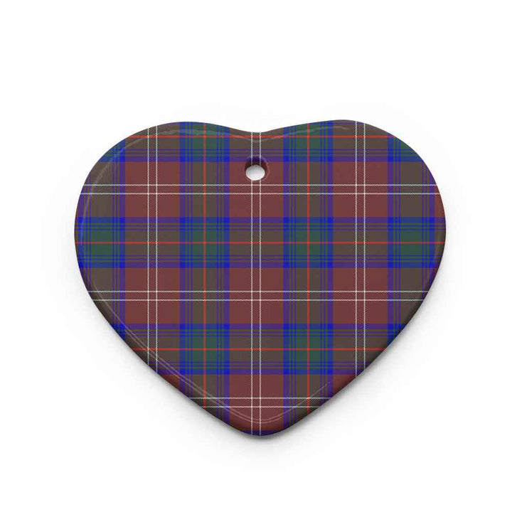 Scottish Chisholm Hunting Modern Clan Tartan Ceramic Ornament Heart Shape Tartan Plaid