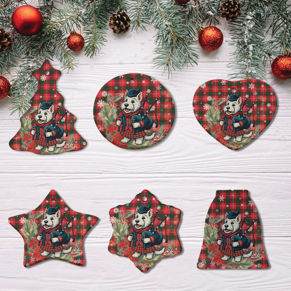 Scottish Chisholm Modern Clan Tartan Ceramic Ornament Cute Scottish Terrier Dog All Style Tartan Plaid