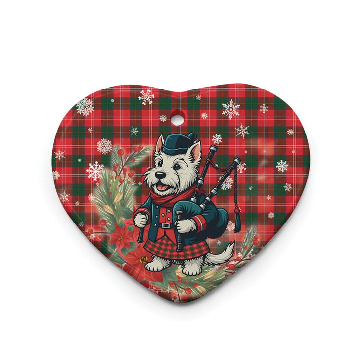 Scottish Chisholm Modern Clan Tartan Ceramic Ornament Cute Scottish Terrier Dog Heart Style Tartan Plaid