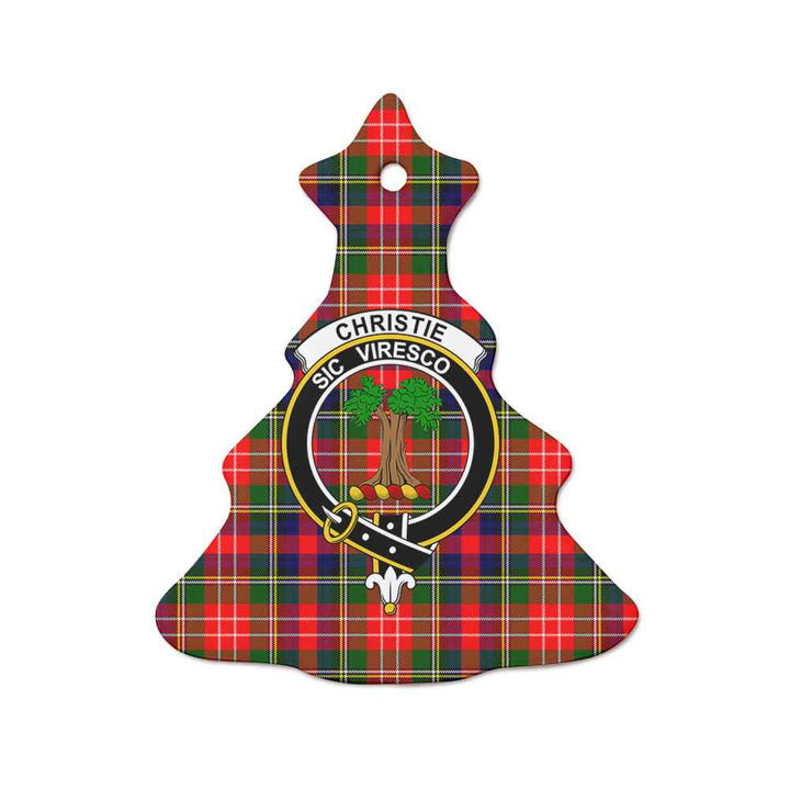 Scottish Christie Clan Crest Tartan Ceramic Ornament Tree Shape Tartan Plaid