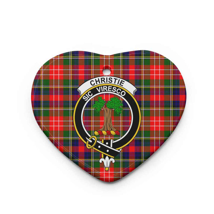 Scottish Christie Clan Crest Tartan Ceramic Ornament Heart Shape Tartan Plaid
