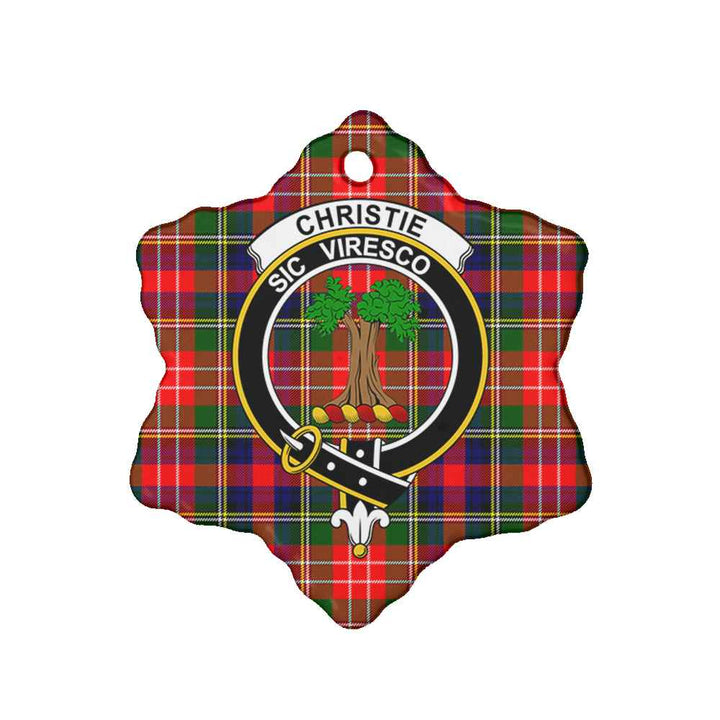 Scottish Christie Clan Crest Tartan Ceramic Ornament Snow Flake Shape Tartan Plaid