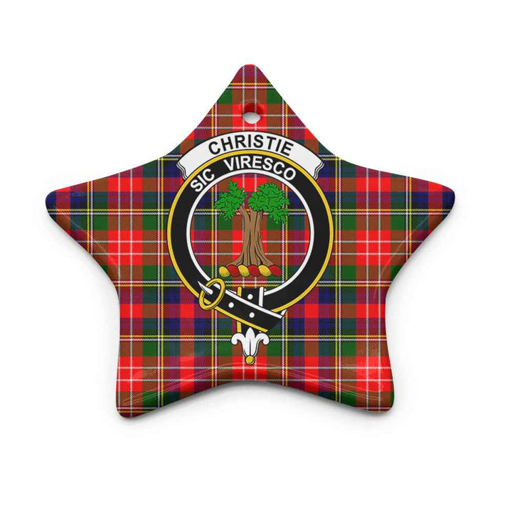 Scottish Christie Clan Crest Tartan Ceramic Ornament Star Shape Tartan Plaid