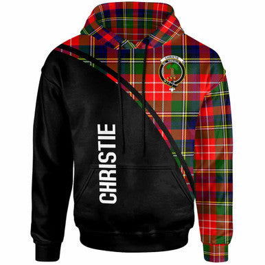 Scottish Christie Clan Crest Tartan Curve Hoodie Front Side Tartan Plaid
