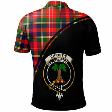 Scottish Christie Clan Crest Tartan Curve Polo Shirt Back Side Tartan Plaid