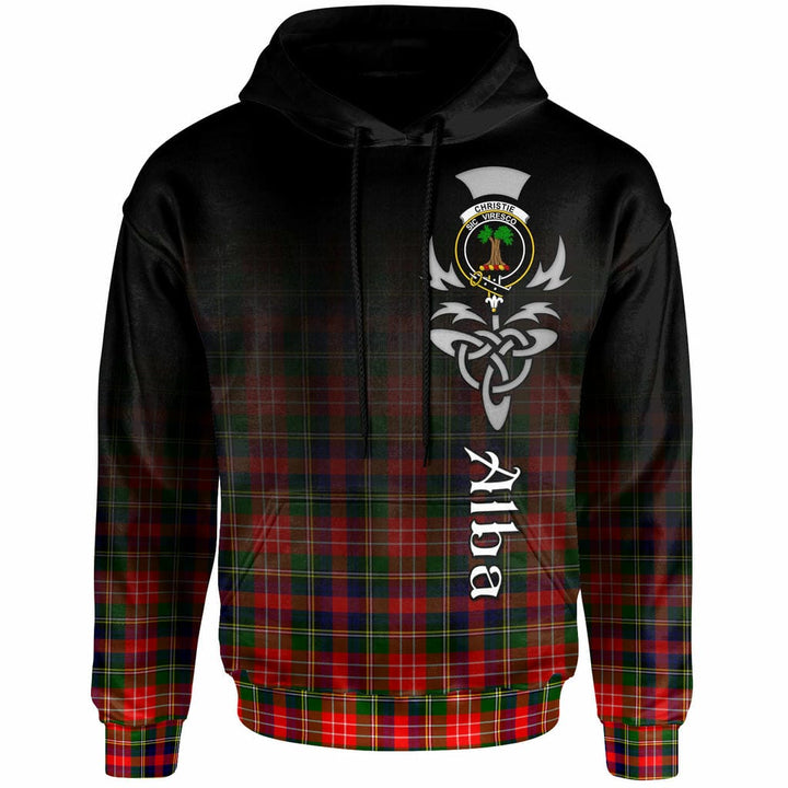 Scottish Christie Clan Crest Tartan Hoodie - Alba Gu Brath Family Crest Celtic Inspired Front Side Tartan Plaid