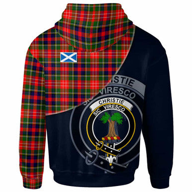 Scottish Christie Clan Crest Tartan Hoodie - Bend Style Back Side Tartan Plaid