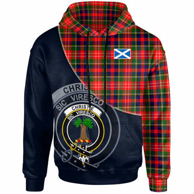 Scottish Christie Clan Crest Tartan Hoodie - Bend Style Front Side Tartan Plaid
