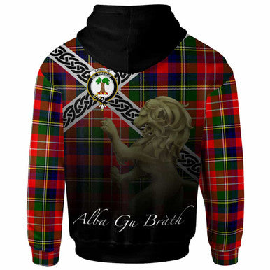 Scottish Christie Clan Crest Tartan Hoodie - Scotland Lion Back Side Tartan Plaid