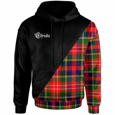 Scottish Christie Clan Crest Tartan Hoodie - Military Logo Front Side Tartan Plaid
