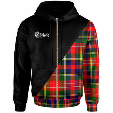 Scottish Christie Clan Crest Tartan Hoodie - Military Logo Zip-up Tartan Plaid