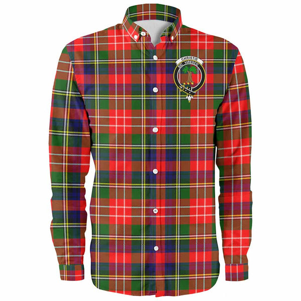Scottish Christie Clan Crest Tartan Long Sleeve Shirt Front Side Tartan Plaid