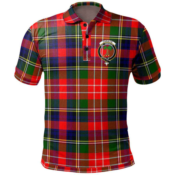 Scottish Christie Clan Crest Tartan Polo Shirt Front Side Tartan Plaid