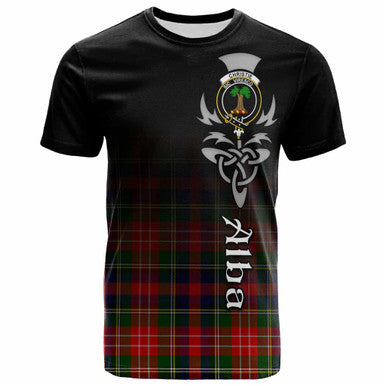 Scottish Christie Clan Crest Tartan T-Shirt - Alba Gu Brath Family Crest Celtic Inspired Front Side Tartan Plaid