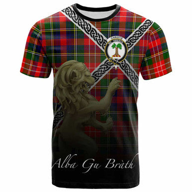 Scottish Christie Clan Crest Tartan T-Shirt - Celtic With Scotland Lion Front Side Tartan Plaid