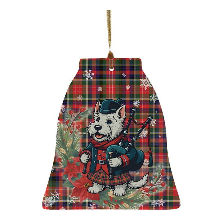 Scottish Christie Clan Tartan Ceramic Ornament Cute Scottish Terrier Dog Bell Style Tartan Plaid