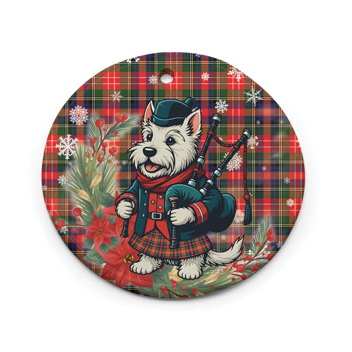 Scottish Christie Clan Tartan Ceramic Ornament Cute Scottish Terrier Dog Circle Style Tartan Plaid