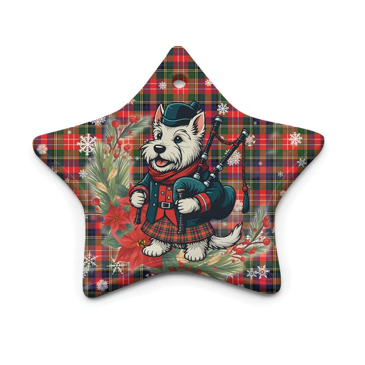 Scottish Christie Clan Tartan Ceramic Ornament Cute Scottish Terrier Dog Star Style Tartan Plaid